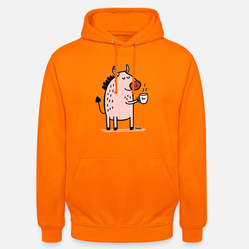 Animale Rosa con Corno e Coppa - Felpa con cappuccio unisex - arancione