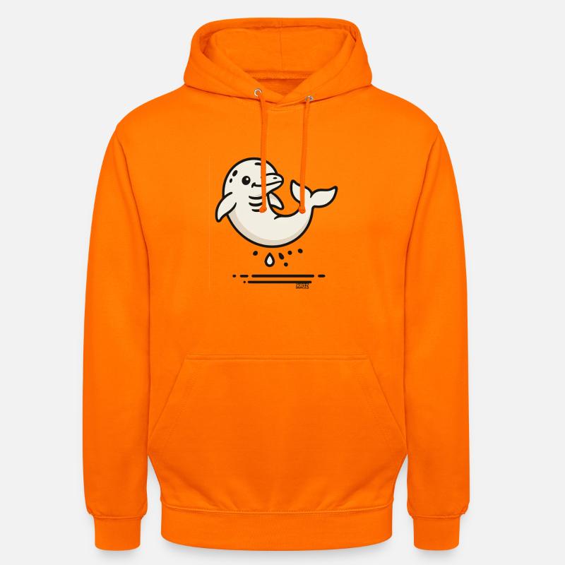 Dauphin mignon dans le style comic - Sweat-shirt à capuche unisexe - orange