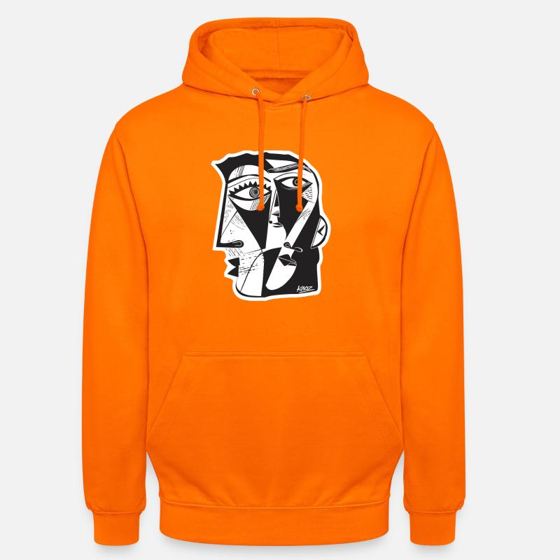 Cubist Face Linework - Unisex Hoodie - orange