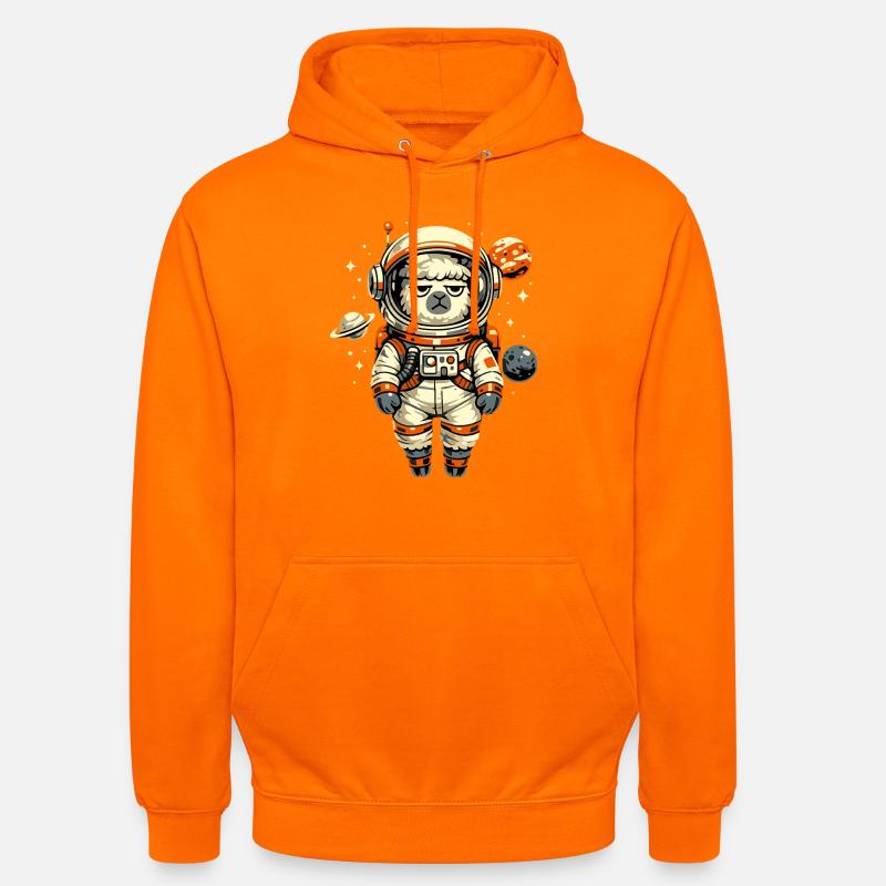 Grumpy Alpaca Astronaut in Space - Unisex Hoodie - orange