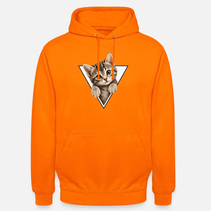 Chaton dans le triangle - Sweat-shirt à capuche unisexe - orange