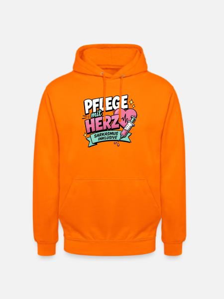 Pflegekraft Geschenk - Pflege mit Herz - Unisex Hoodie - Orange