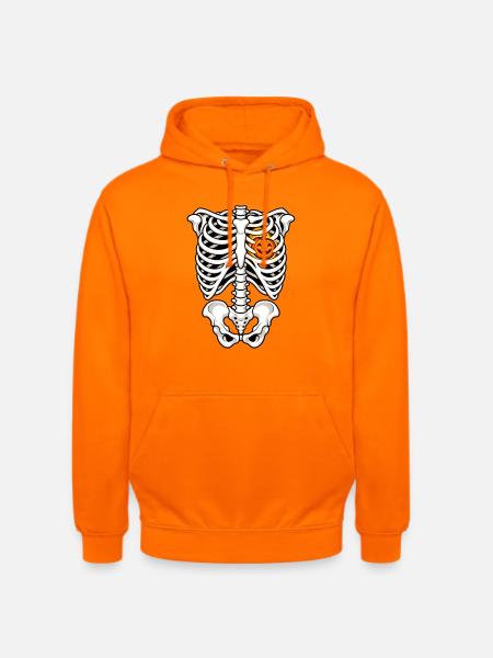Rippenskelett mit Kürbisherz - Unisex Hoodie - Orange