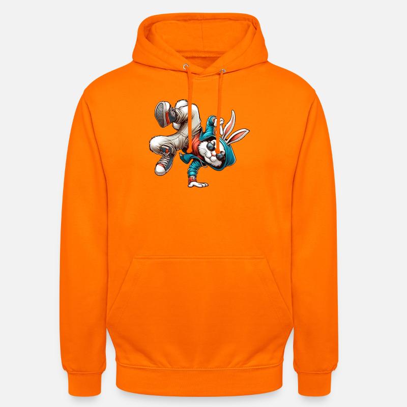 Pâques Pâques Lapin Danse Breakdance - Sweat-shirt à capuche unisexe - orange