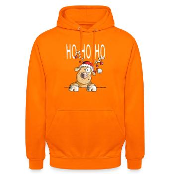 Ho Ho Ho Rentier - Rentiere - Ren - Geschenk - Unisex Hoodie - Orange - Vorne - AI Model Male 185 light (185cm) & AI Model Female 180 light (180cm)