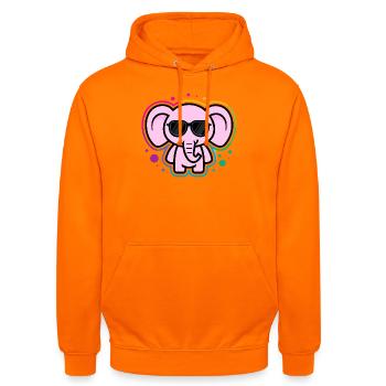 Rosa Elefant mit Brille - Unisex Hoodie - Orange - Vorne - AI Model Male 185 light (185cm) & AI Model Female 180 light (180cm)