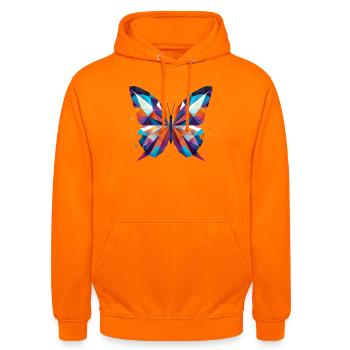 bunter Schmetterling in lebendigen Farben - Unisex Hoodie - Orange - Vorne - AI Model Male 185 light (185cm) & AI Model Female 180 light (180cm)
