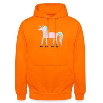 Unicorn_rollerSKate - Sweat-shirt à capuche unisexe - orange - Devant - AI Model Male 185 light (185cm) & AI Model Female 180 light (180cm)