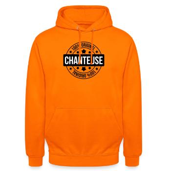 Sänger – Gesang – Lied - Unisex Hoodie - Orange - Vorne - AI Model Male 185 light (185cm) & AI Model Female 180 light (180cm)