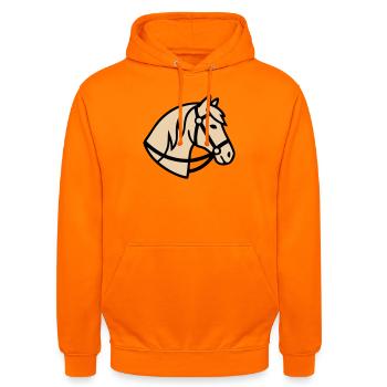 Pony Kopf Pferd Züchter Logo - Unisex Hoodie - Orange - Vorne - AI Model Male 185 light (185cm) & AI Model Female 180 light (180cm)