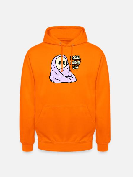 Kawaii Akku Leer Social Battery Low - Unisex Hoodie - Orange