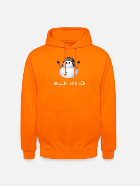 Hello Winter - Schneemann mit Uschanka - Unisex Hoodie - Orange