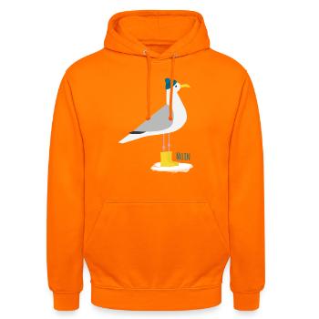 Möwe Bommelmütze MOIN - Unisex Hoodie - Orange - Vorne - AI Model Male 185 light (185cm) & AI Model Female 180 light (180cm)