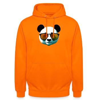 Dégradé de panda avec lunettes de soleil - Sweat-shirt à capuche unisexe - orange - Devant - AI Model Male 185 light (185cm) & AI Model Female 180 light (180cm)