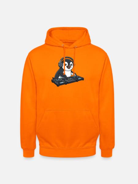 Pinguin DJ Musik Techno Party Comic - Unisex Hoodie - Orange