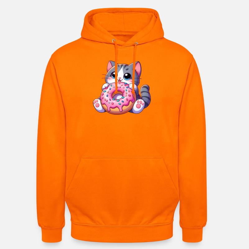 Sød kat med donut dessert snack godbidder - Luvtröja unisex - orange