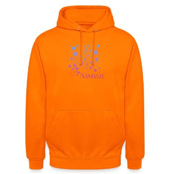 Om Namaste Gradient Kreisdesign - Unisex Hoodie - Orange - Vorne - AI Model Male 185 light (185cm) & AI Model Female 180 light (180cm)