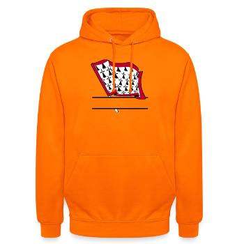 Limousin-Flaggen-Textraum - Unisex Hoodie - Orange - Vorne - AI Model Male 185 light (185cm) & AI Model Female 180 light (180cm)