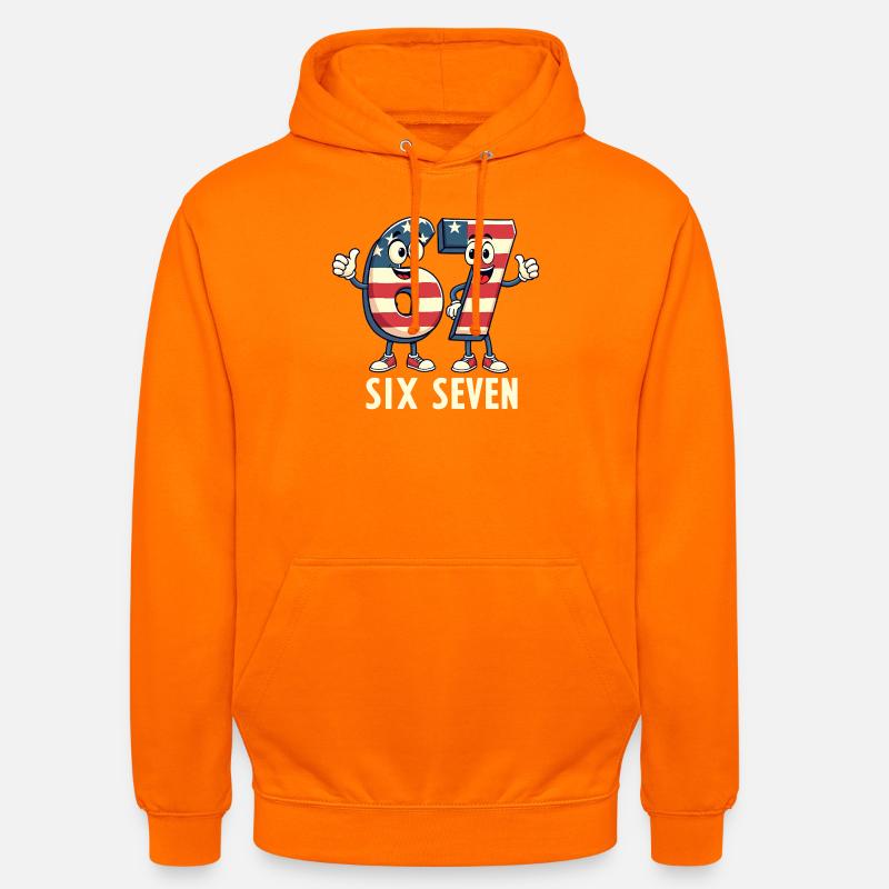 US Flag 67 Memes Six Seven - Sweat-shirt à capuche unisexe - orange