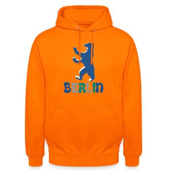 Berlin und Berliner Bär - Unisex Hoodie - Orange - Vorne - AI Model Male 185 light (185cm) & AI Model Female 180 light (180cm)