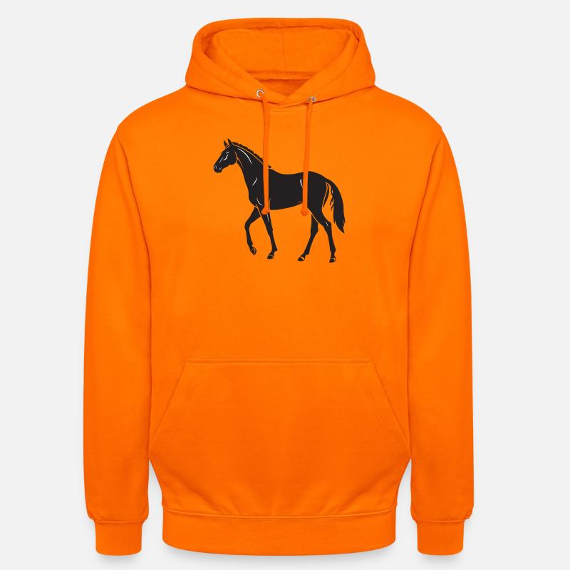 Conception élégante de la silhouette du cheval noir - Sweat-shirt à capuche unisexe - orange