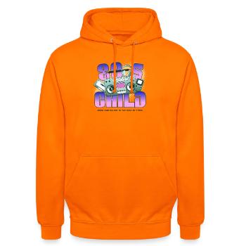 Enfant des années 80 - Sweat-shirt à capuche unisexe - orange - Devant - AI Model Male 185 light (185cm) & AI Model Female 180 light (180cm)