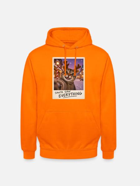 Santa Saw Everything Katze Selfie - Unisex Hoodie - Orange