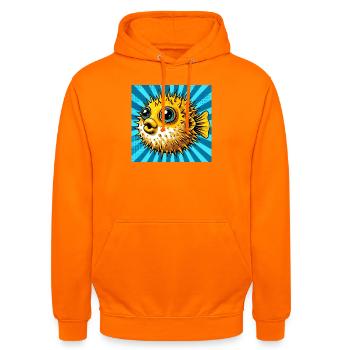 Kugelfisch - Unisex Hoodie - Orange - Vorne - AI Model Male 185 light (185cm) & AI Model Female 180 light (180cm)