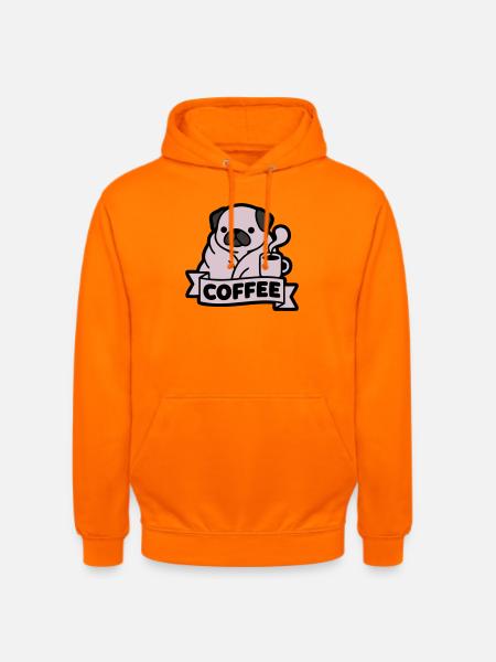 Mops Kaffee Morgenmuffel Banner - Unisex Hoodie - Orange