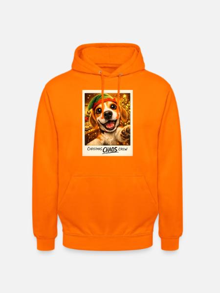 Christmas Chaos Crew Beagle Selfie - Unisex Hoodie - Orange