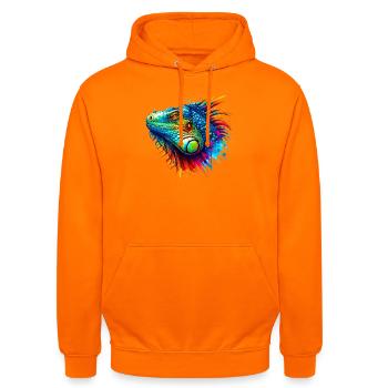 Leguan - Unisex Hoodie - Orange - Vorne - AI Model Male 185 light (185cm) & AI Model Female 180 light (180cm)
