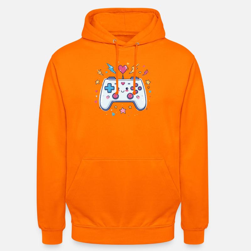 Heart Controller Doodle Pixel Pop - Unisex Hoodie - orange