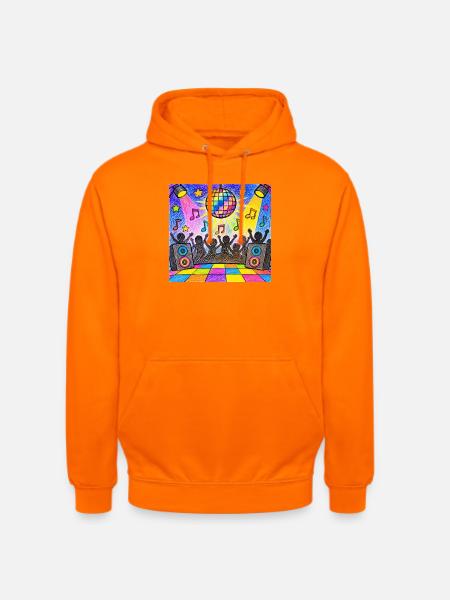 Bunte Disco-Party – Retro-Tanzfläche - Unisex Hoodie - Orange