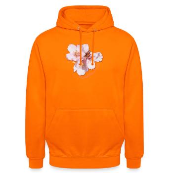 Mandelblüten Freude - Sonja Ariel von Staden - Unisex Hoodie - Orange - Vorne - AI Model Male 185 light (185cm) & AI Model Female 180 light (180cm)
