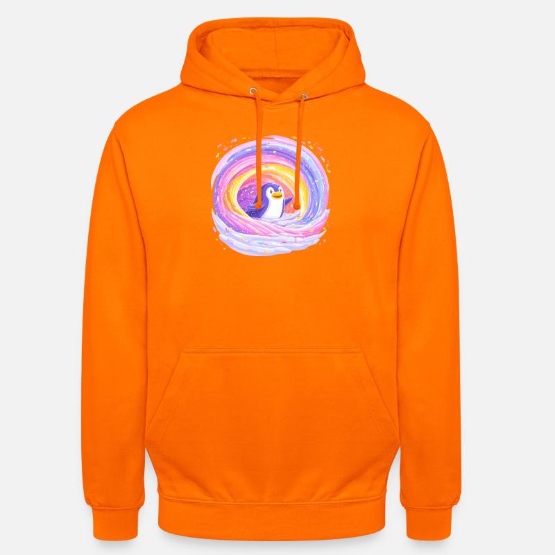 Manchot arc-en-ciel dans le vortex - Sweat-shirt à capuche unisexe - orange