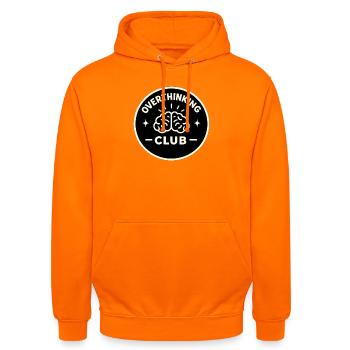 Overthinking Club - Unisex Hoodie - Orange - Vorne - AI Model Male 185 light (185cm) & AI Model Female 180 light (180cm)