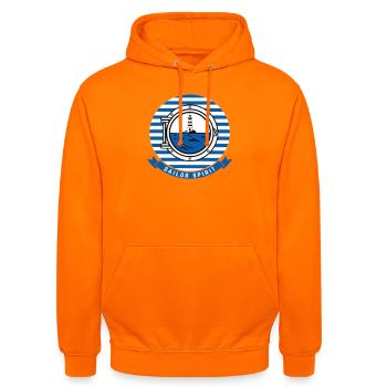 Meeresleuchtturm-Illustration im nautischen Stil - Unisex Hoodie - Orange - Vorne - AI Model Male 185 light (185cm) & AI Model Female 180 light (180cm)