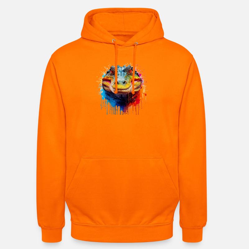 Bunter Krokodil Kopf Splash - Unisex Hoodie - Orange