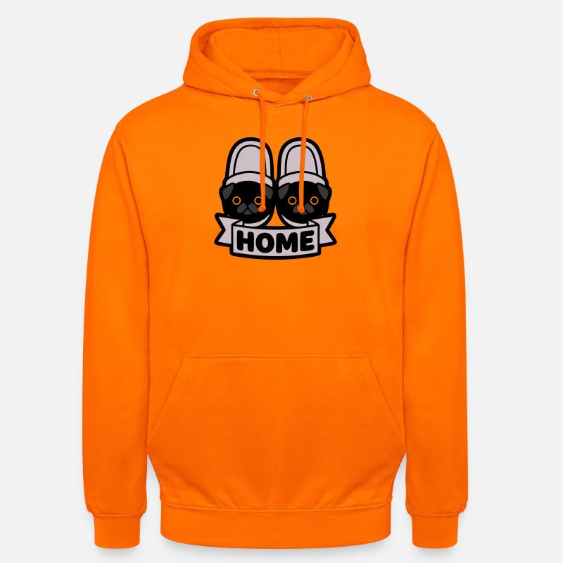 Mops Hausschuhe Home Banner - Unisex Hoodie - Orange