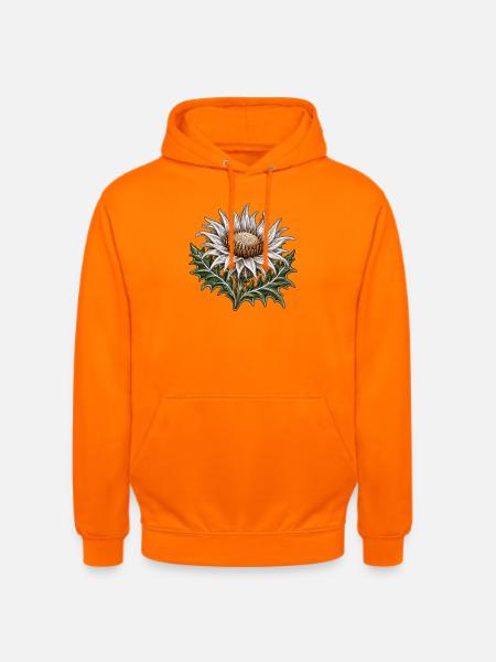 Silberdistel im Stickerei-Look - Unisex Hoodie - Orange