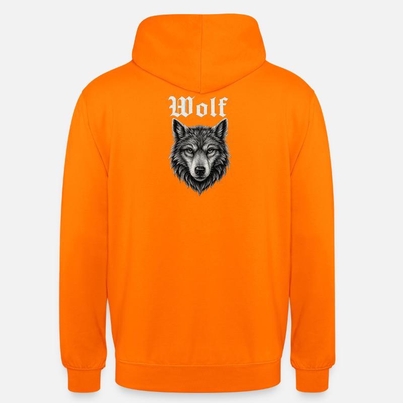 Gothic Wolf Kopf Illustration Geschenkidee - Unisex Hoodie - Orange