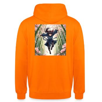 Héroïne de bambou sur le chemin des cerisiers en fleurs - Sweat-shirt à capuche unisexe - orange - Dos - AI Model Male 185 light (185cm)