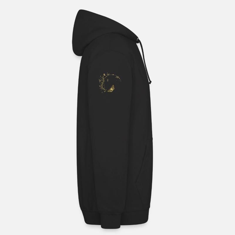 Cadre circulaire des feuilles de lune dorées - Sweat-shirt à capuche unisexe - noir