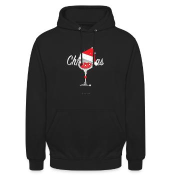 Christmas Wine Weihnachts Geschenk - Unisex Hoodie - Schwarz - Vorne - Alina (178cm) & Michal (187cm)