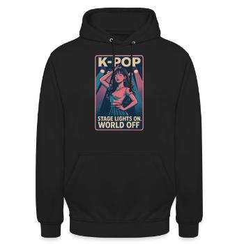 Stage lights on, world off. - Unisex Hoodie - Schwarz - Vorne - Alina (178cm) & Michal (187cm)
