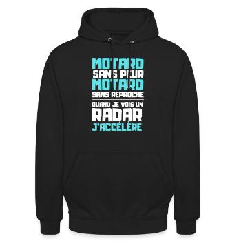 Motard sans peur - Sweat-shirt à capuche unisexe - noir - Devant - Alina (178cm) & Michal (187cm)