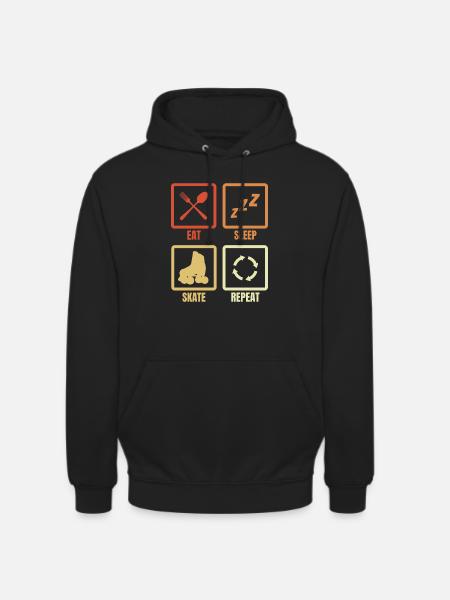 Eating, Sleeping, Roller Skating - Unisex Hoodie - black