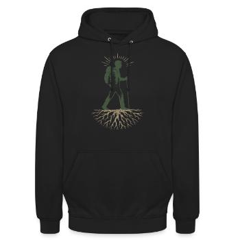 Waldmensch Naturmotiv - Unisex Hoodie - Schwarz - Vorne - Alina (178cm) & Michal (187cm)