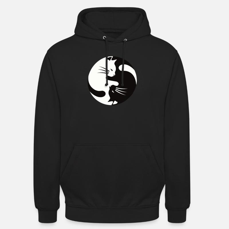 2 cats cuddle ,ying yang - Unisex Hoodie - black