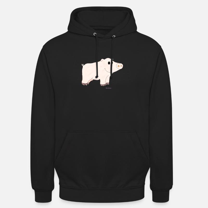 Cochon / Cochon - Sweat-shirt à capuche unisexe - noir